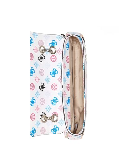GUESS Women's Greta Convertible Crossbody Should Bag Handbag - White Multi3
