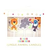 Party Partners 5-Pack Birthday Candles, 1.25” Tall, Jungle Animals