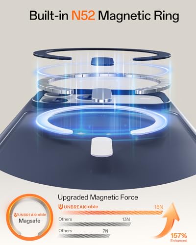 Image of UNBREAKcable Magnetic for iPhone 17 Pro Case 6.3-Inch, Compatible with MagSafe, Full Camera Protection, Built-in Magnetic Ring, Drop Protection Shockproof Slim Phone Cover - Deep Blue