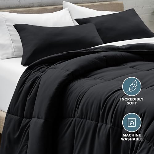 Bare Home Duvet Insert Double Size - Premium 1800 Ultra-Soft Duvet Insert - 6.4 TOG - All Season Warmth Quilt - Comforter Set with 2 Pillowcases (Double, Black)