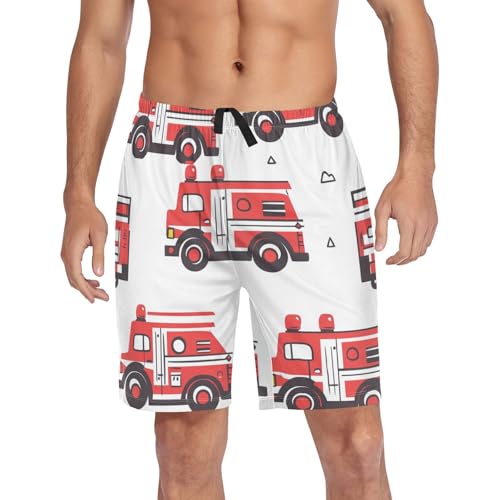 Men's Short Pajama Bottoms Fire Engine Car Truck Home Casual Sleep Pants4