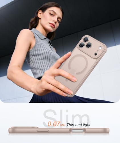 Image of FNTCASE for iPhone 17 Pro-Max Case: Translucent Desert Gold Slim Matte Cover Compatible with MagSafe, Full Camera Protection & Tempered Glass Protector, 14FT Military Grade Drop Tested