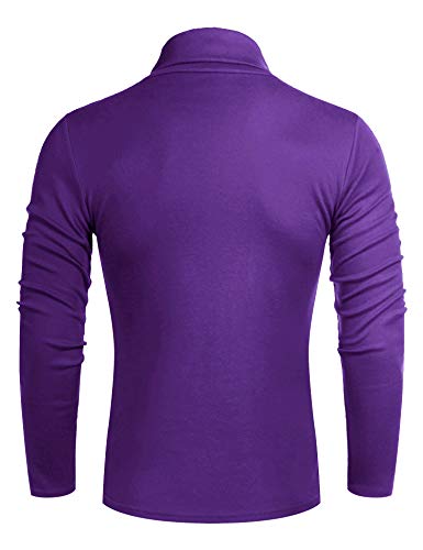 Poriff Men's Casual Slim Fit Basic Tops Knitted Lightweight Turtleneck Pullover Sweater