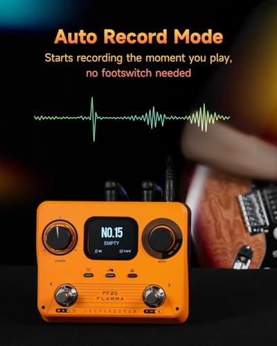 Image of FLAMMA FF20 Looper Pedal Drum Machine, Drum Looper Guitar Pedal with Screen, 300 Min Recording, 220 Drum Grooves, 100 Loop Slots, Time Stretch, Auto Record, USB & Headphone Out, for Guitar and Bass