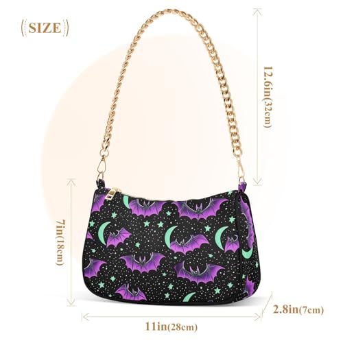 Magic Bats Shoulder Bag for Women, Handbag with Chain Strap, Soft Purse Tote Bag for Ladies2