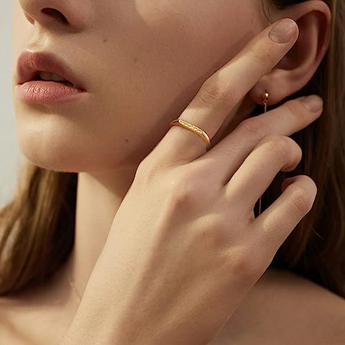Yegieonr Handmade Flower Signet Ring -Minimalistic Statement Ring With Botanical Engraved- Delicate Personalized Jewelry Gift For Women/Girls (Yellew Gold-Eucalyptus Signet Ring, 7) #TOP2