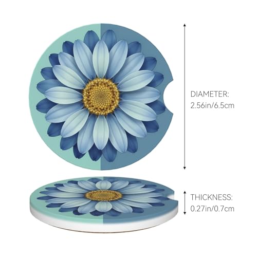 Portavasos para auto cerámico 2 piezas diseño azul floral miniatura 5