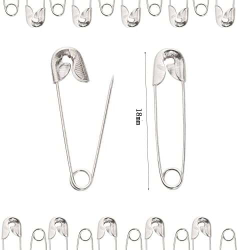 100 Pieces Sliver Safety Pins, 18mm Small Safety Pins Sewing Pins for Clothes Crafts Arts
