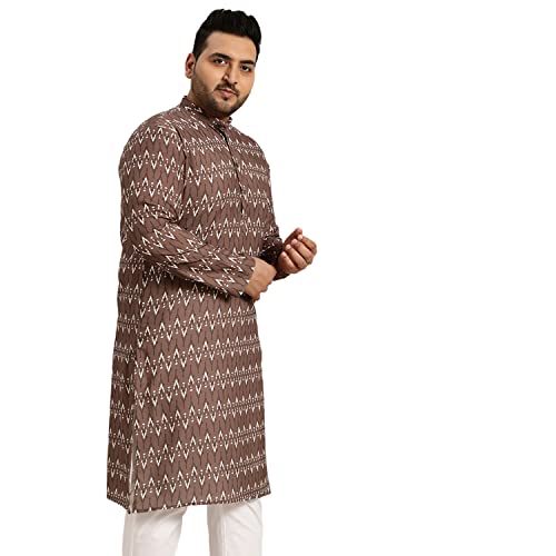 Image of SOJANYA Plus (Since 1958) Men's Cotton Linen Long Kurta | Ethnic Motif Printed for Navratri, Garba & Puja