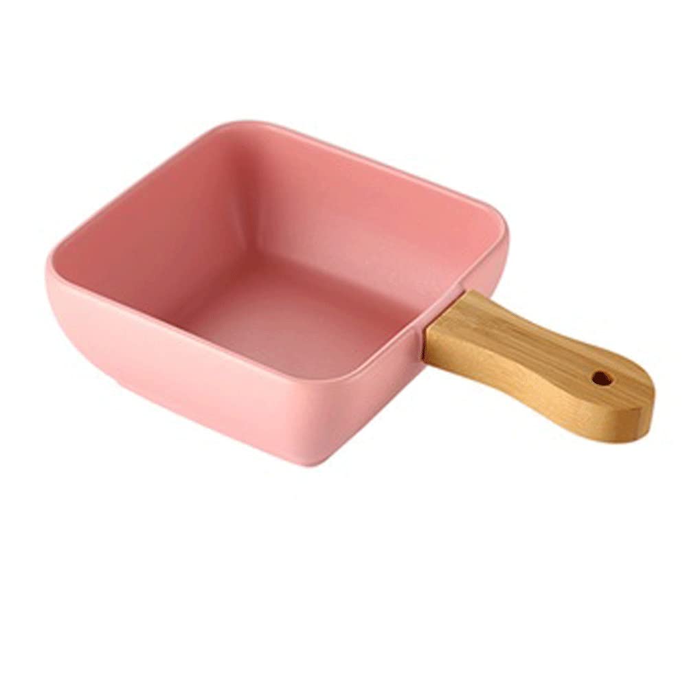 Ensaladeras Creativo mango de madera placa cerámica nórdica moderna cocina suministros de gran capacidad placa profunda fruta placa de ensalada Cuencos para Cocina (Color : B)