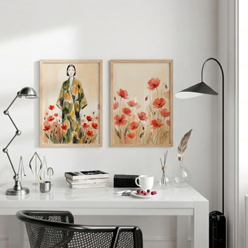 Image of TheMakerly Modern Art Wall Painting Set of 2 for Living Room | Premium HD Printed Wall Frames for Bedroom, Office & Home Decor | Minimalist Contemporary Wall Art (Ready to Hang) (M.8, 10x13 inches)