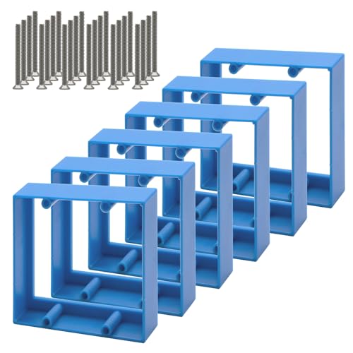3/4” Double Gang Receptacle Outlet Box Extender,Blue Electrical Outlet Box Extender with Screws,Complies with Applicable Electrical Codes,6Pack