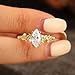 icedout 2 Ct Marquise Diamond Art Deco Leaf Vine Nature Inspired Half Eternity Vintage Style Four Prong Set Engagement Ring For Women 14K Yellow Gold Plated 925 Sterling Silver Handmade Ring