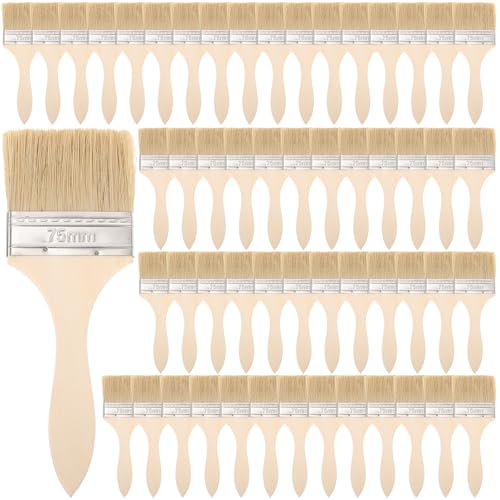 120PCS Chip Brushes 3 Inch Bulk Chip Paint Brushes Bulk Paint Brushes Wooden Stain Brushes Flat Art Applicators for Paint Glues Varnish Art and Crafts Supplies