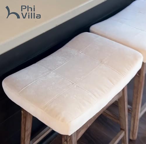 Image of PHI VILLA Counter Height Bar Stools Set of 2, Solid Wood Barstools