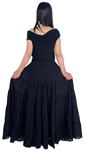 Lannaclothesdesign Women's Cotton Long Ruffle Full Circle Long Skirts Maxi Skirt4