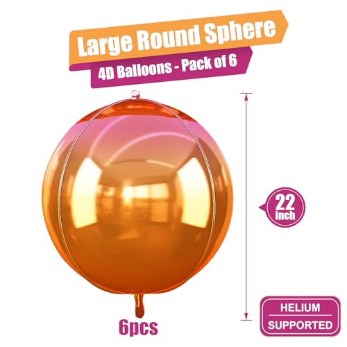 Image of Metallic Orange Round Foil Balloons Summerween Decor 22 Inch 6 Pcs