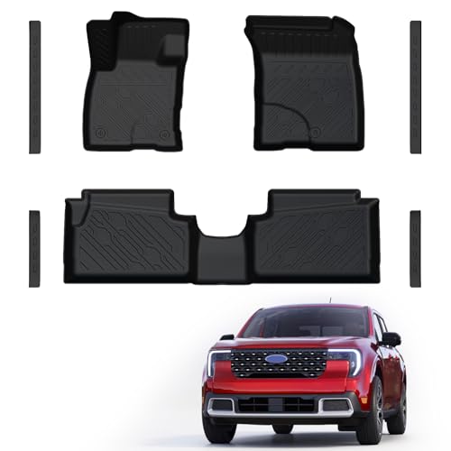 Mabett Floor Mats with Door Sill Protectors for Ford Maverick Hybrid Accessories 2026 2025 2024 2023 2022 All-Weather TPE Liner Mat Custom Fit Maverick Hybrid Model(NOT fit Gasoline)
