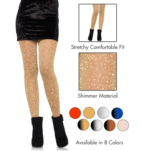 Image of Leg Avenue Women's stretchy High Waist Lurex Shimmer Tights With Metaillic Fiber Shine