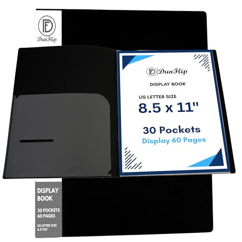 Presentation Binder with 30 Plastic Sleeves, 60 Pages 8.5x11 Disp...