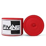 FIVING Boxing Hand Wraps Inner Gloves for Men Women, 180 Inch Elasticated Thumb Loop Bandages, Wrist Wrap Protection Muay Thai MMA Kickboxing Martial Arts Punching Bag Training (Red)