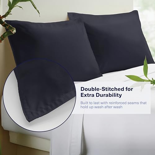 Kickoff Viscose Bamboo Pillowcase, Queen, Set of 2, 100% Organic Hidden Zippered Viscose Bamboo Pillow Case Queen Size, Cooling Pillow Cover for Hot Sleepers (20"x30", Onyx Black) by Kickoff Home - Used condition - Image 3