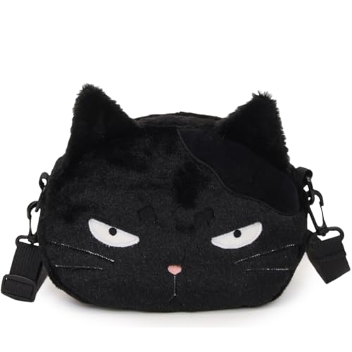 Cute Black Cat Purse for Girls, Anime Plush Bag...