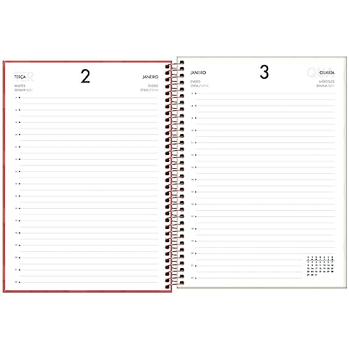 Tilibra - Agenda Executiva Espiral Diária 20 x 27,5 cm Spot Feminina 2024 - Coral