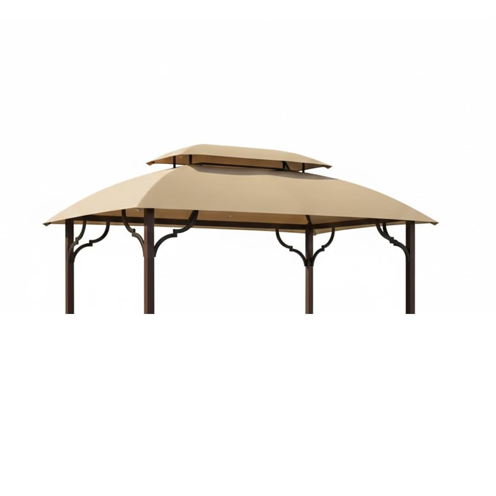 Garden Winds Reinforced RipLock 350 Replacement Canopy Top Cover Compatible with Greenvail 8’ x 5’ Grill Gazebo Models A103001900 and A103001911 - Beige