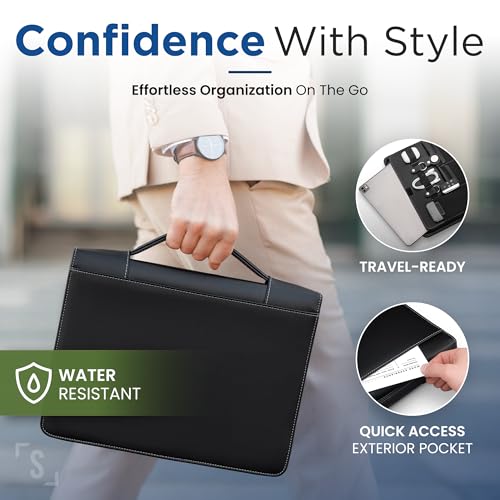 STYLIO Zipper Portfolio Binder | Padfolio 3 Ring Binder with Carrying Handle | Clipboard Folio, Portfolio Organizer for Documents, iPad, Tablet, Phone, Notebook | Business Folder for Men Women - Thumbnail 4