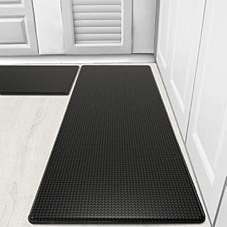 Kitsure Kitchen Mats 2 PCS, Waterproof & Non-Slip Kitchen Rugs, Anti-Fatigue Mats for Kitchen Floors, Offices & Laundries, Durable Resilient Kitchen Rug Set, 17.3