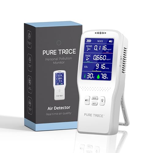 Image of Portable Indoor Air Quality Monitor Detects Formaldehyde VOCs CO2 Temperature Humidity Rechargeable Air Detector for Home Office School Hospital Car