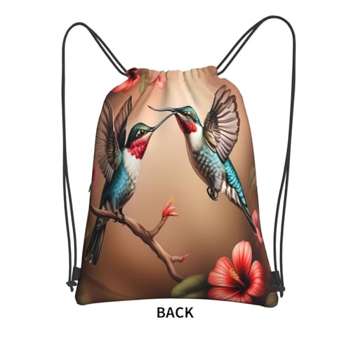 Realistic Hummingbirds On Brown Drawstring Backpack Dance Bag Beach Backpack For Hiking3
