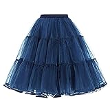 Talla S: Belle Poque - Falda para Mujer, Estilo Vintage de Tul, 56 cm de Largo Bleu Marine#bp177 S