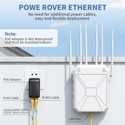 AX3000 Outdoor WiFi Extender, Dual Band 5G+2.4G Outdoor Long Range Extender Signal Booster with POE, Wi-Fi 6 Wireless Access Point, Wireless Out Door Repeater, Compatible Starlink for Farm Camping RV - 4