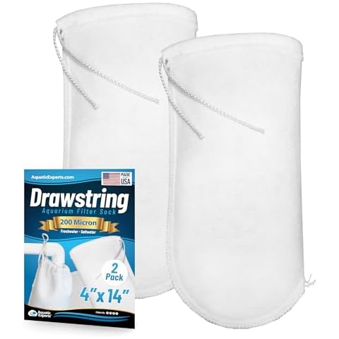 Aquatic Experts 200 Micron Drawstring Filter Sock - Filter Socks for Saltwater Aquarium, Sump Filter Sock, Freshwater Aquarium Filter Sock - Custom Made in The USA (4 inch by 14 inch, 2 Pack) Cover