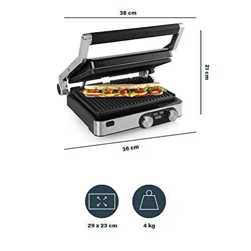 Plancha Grill Princess 117310 - Parrilla de mesa, 2 termostatos ajustables, 2000 W
