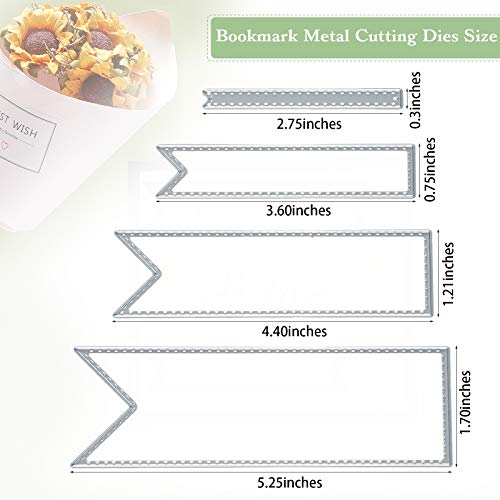 WILLBOND 2 Pcs Bookmark Metal Cutting Dies DIY Craft Carbon Steel Embossing Template Metal Stencils Scrapbooking Tool and Thin Banner Cutting Die for Card DIY(Classic Style)