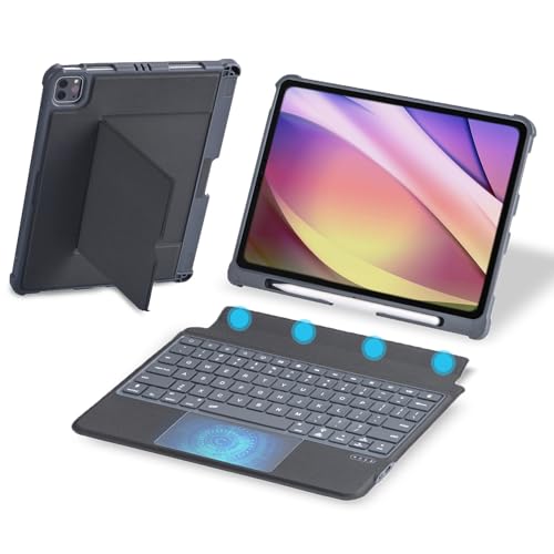 HUOBAO Keyboard Case for iPad Pro 11 inch(1st/2nd/3rd/4th),Magnetic Detachable Keyboard for Air 5/4 Gen 10.9 inch Case,7-Color Backlit iPad Keyboard Case with Trackpad and Pencil Holder