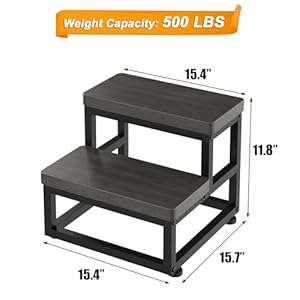 2 step wooden step stools for adults kids heavy duty stepping stools wooden bed step stools for high beds non slip 2 bedside foot stool with 500 lbs capacity kitchen bed rvs step gray  urban country home decor