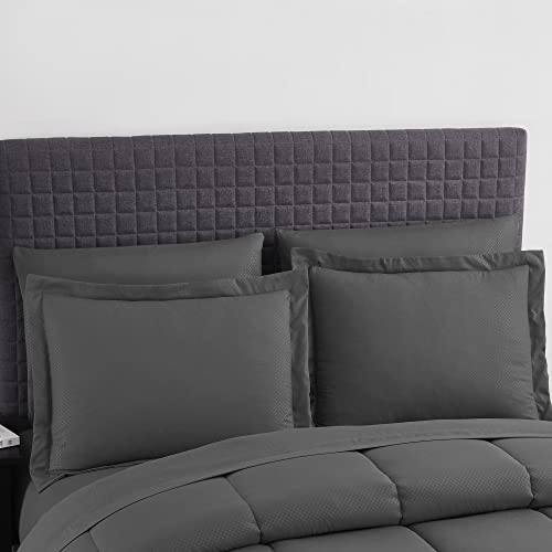 Image of King Size Comforter Set 8 Piece Bed in a Bag with Bed Skirt, Fitted Sheet, Flat Sheet, 2 Pillowcases, 2 Pillow Shams, King, Checkered Gray