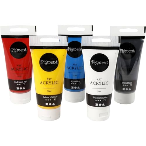 Creative 35135 Lot de 5 peintures acryliques pigmentaires Couleurs assorties Volume 75 ml