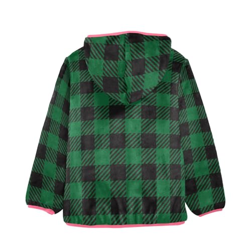 GuoChe Buffalo Plaid Black Green Boys Fleece Jacket2