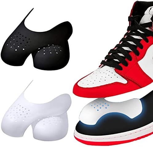 Qidie 2 Pairs Shoe Crease Protector Toe Box Anti-Wrinkle Sport Shoe Inserts Sneaker Crease Guard for Men & Women"4-12" (Women's 4-9, Black+White)