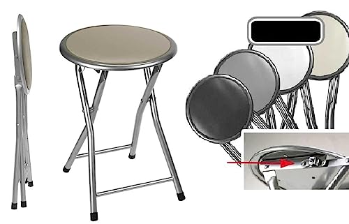 Sgabello Pieghevole Per Bagno - Cromo, 31x46.5x31 Cm, Per Anziani E Disabili, Salvaspazio