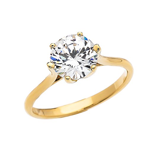 10k Gold Engagement and Solitaire Proposal Ring with 3 Carat C.Z.