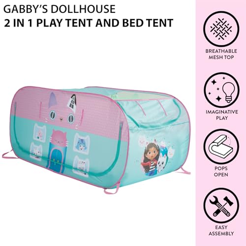 Gabby’s Dollhouse 2-in-1 Kids Pop-Up Play Tent and Twin Bed Tent, Indoor Playhouse for Pretend & Imaginative Play by Idea Nuova - Image 2