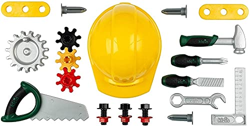 Theo Klein 8612 Bosch Werkbank Junior 2+ | Inkl. Helm, Schraubstock, Werkzeugen, Latten, Nägel, Schrauben und Muttern | Maße: 49 cm x 29 cm x 71 cm | Spielzeug für Kinder ab 2 Jahren