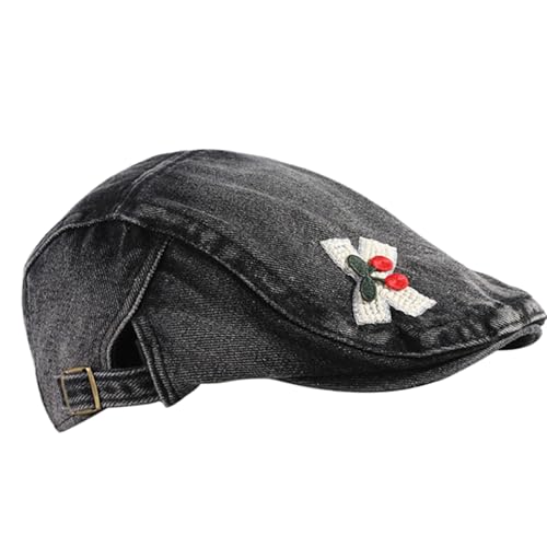 Girls Painter Hat Duckbill Hat Berets for Holiday Photography Handmade Casual Black3