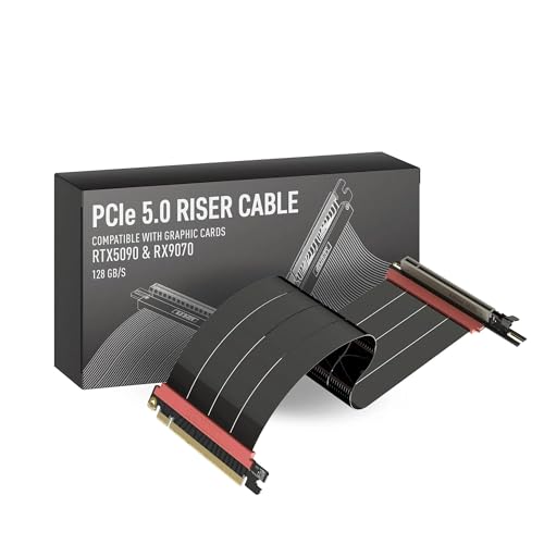 Image of LINKUP PCIE 5.0 Riser Cable | for Vertical GPU Mount | Left Angle | Graphics Card GPU Ready | Usable with PCIe 4.0 & RX 9070 / RTX5090 | 15cm (Total Length: 19cm)